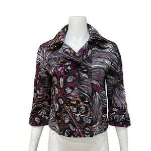 St. John Double Breast Gold Lapel Cropped Blazer Jacket 8